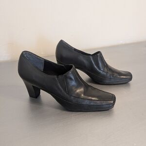 AEROSOLES GENE LAND Brown Slip On Block Heel Loafer Shooties Boots Shoes 7.5 M